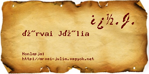 Árvai Júlia névjegykártya